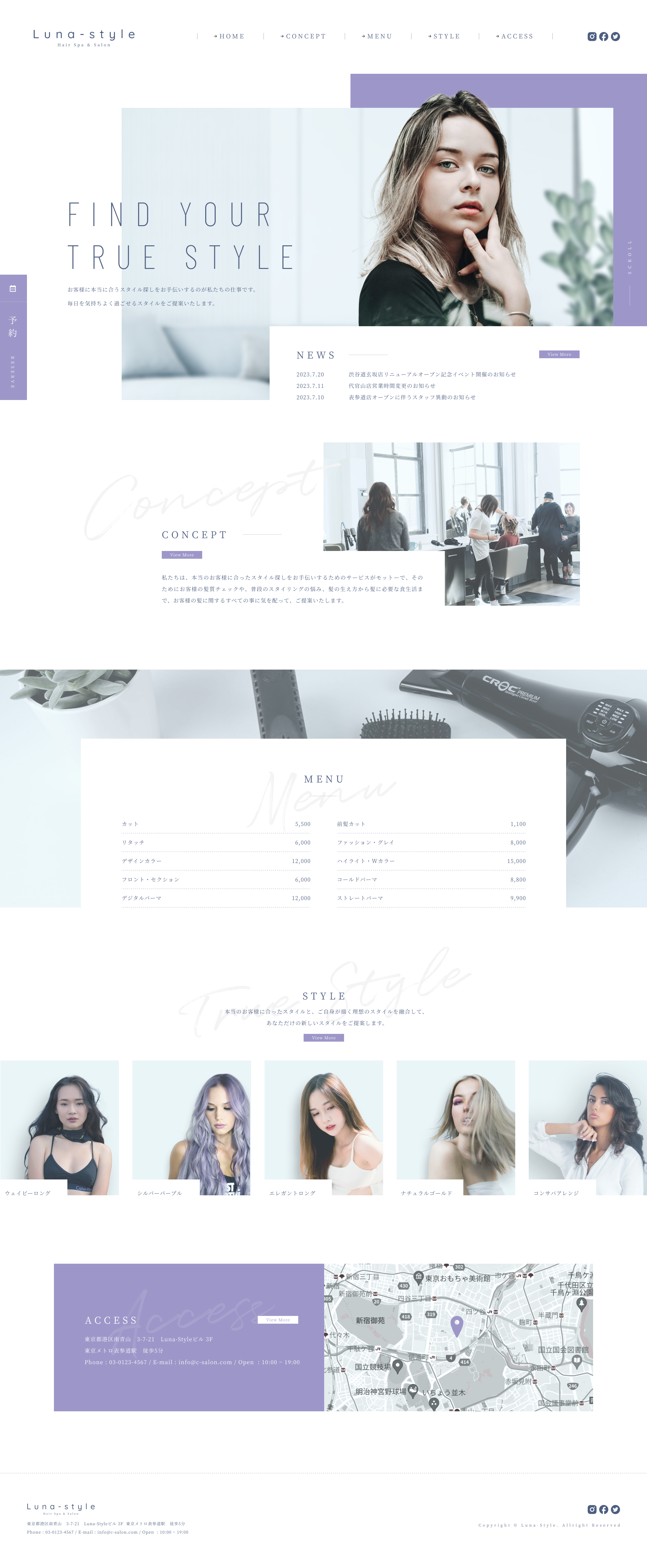 Salon Website Concept Design